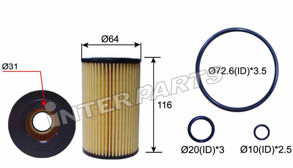 MAHLE 호환 OIL FILTER OX153D3, OX153/7D IPEO-704